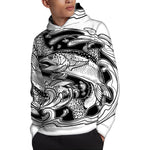 White And Black Pisces Sign Print Pullover Hoodie