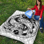 White And Black Pisces Sign Print Quilt