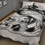 White And Black Pisces Sign Print Quilt Bed Set