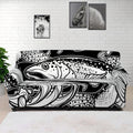White And Black Pisces Sign Print Sofa Cover