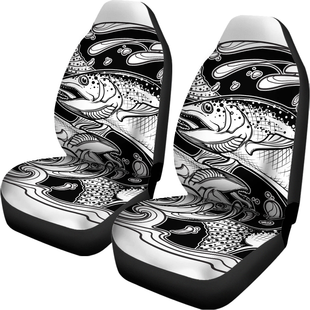 White And Black Pisces Sign Print Universal Fit Car Seat Covers