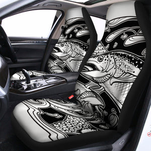 White And Black Pisces Sign Print Universal Fit Car Seat Covers