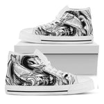 White And Black Pisces Sign Print White High Top Shoes