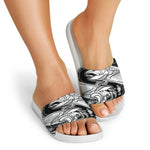 White And Black Pisces Sign Print White Slide Sandals