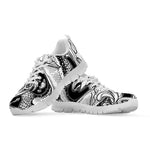 White And Black Pisces Sign Print White Sneakers