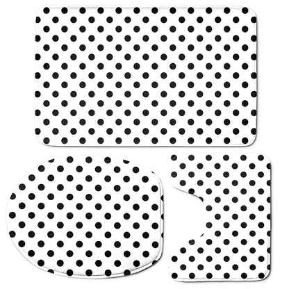 White And Black Polka Dot Pattern Print 3 Piece Bath Mat Set