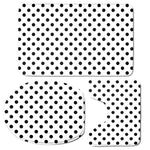 White And Black Polka Dot Pattern Print 3 Piece Bath Mat Set