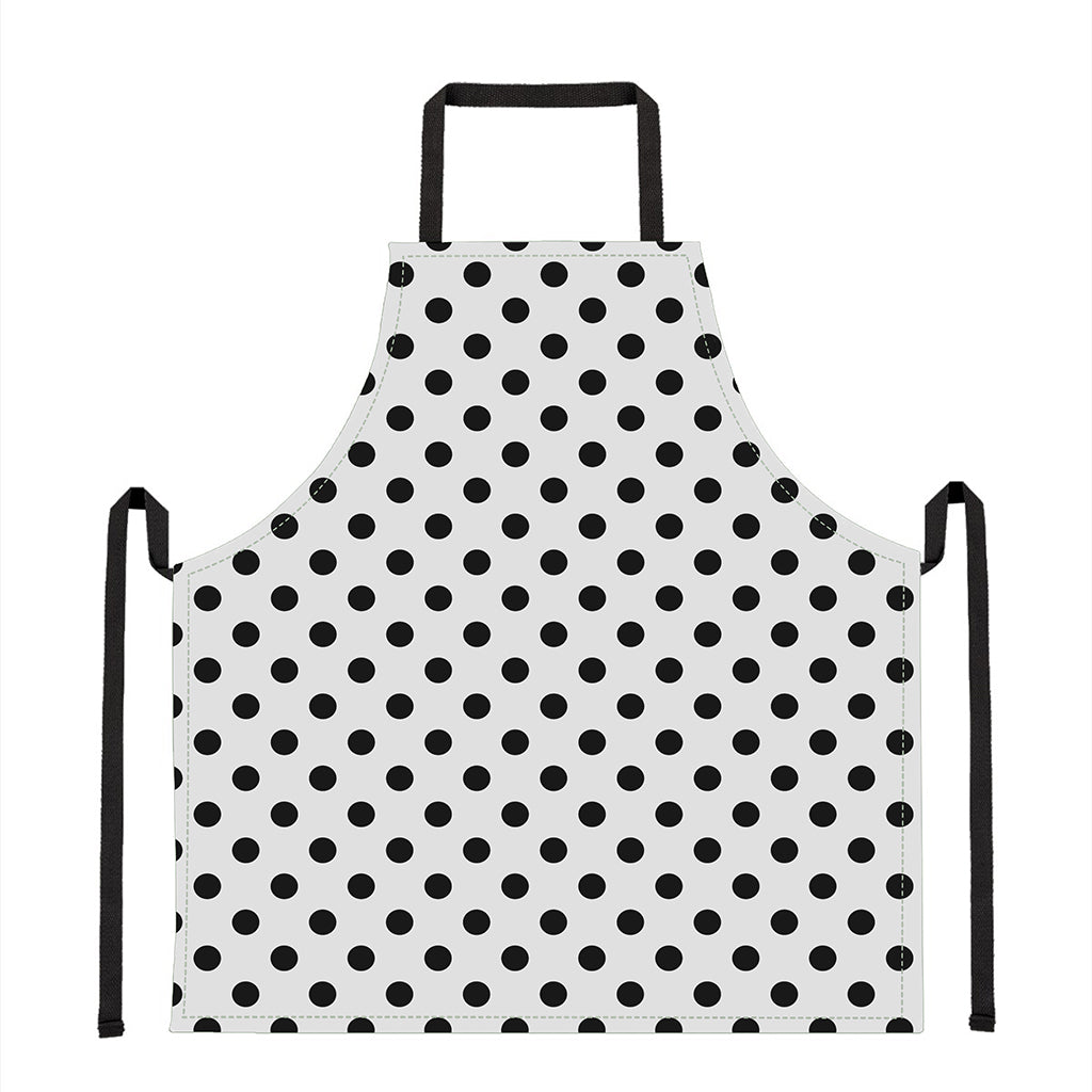 White And Black Polka Dot Pattern Print Apron