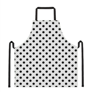 White And Black Polka Dot Pattern Print Apron