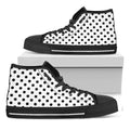 White And Black Polka Dot Pattern Print Black High Top Sneakers