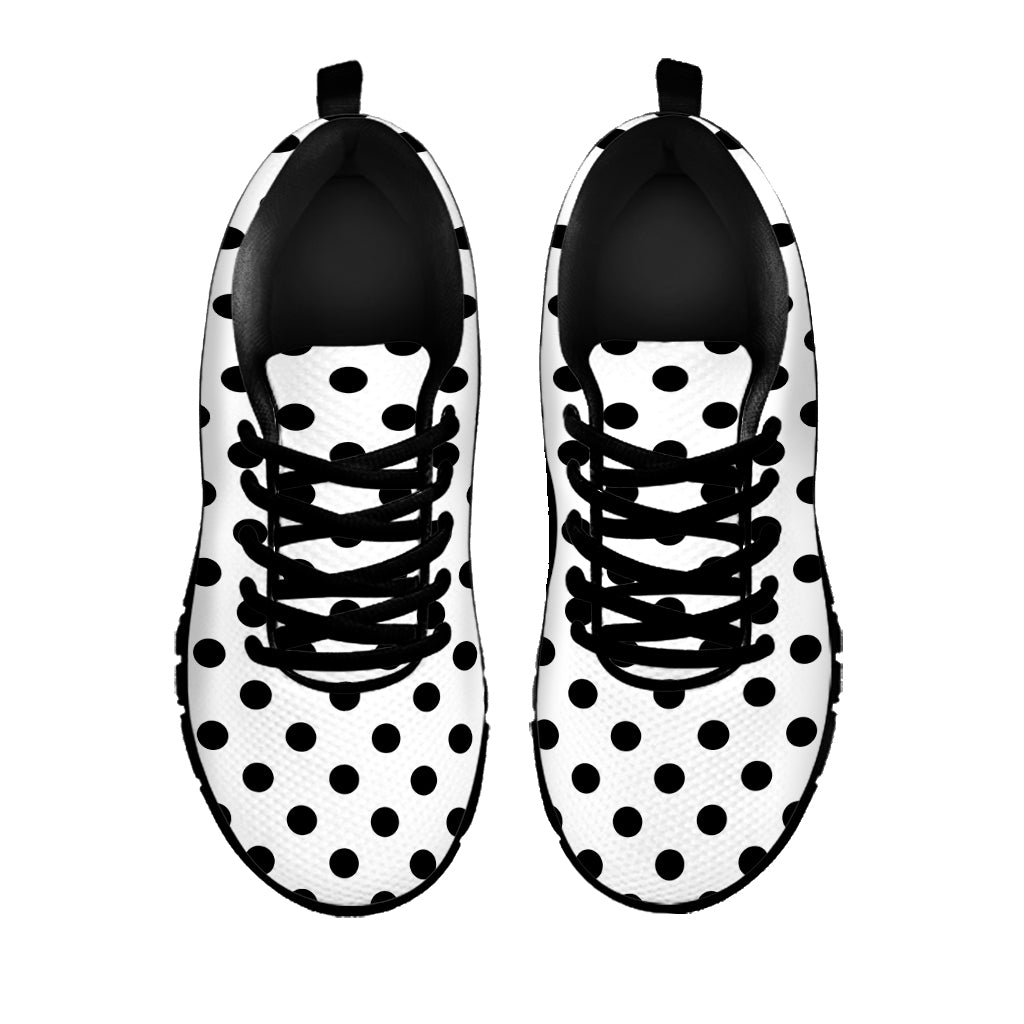 White And Black Polka Dot Pattern Print Black Sneakers