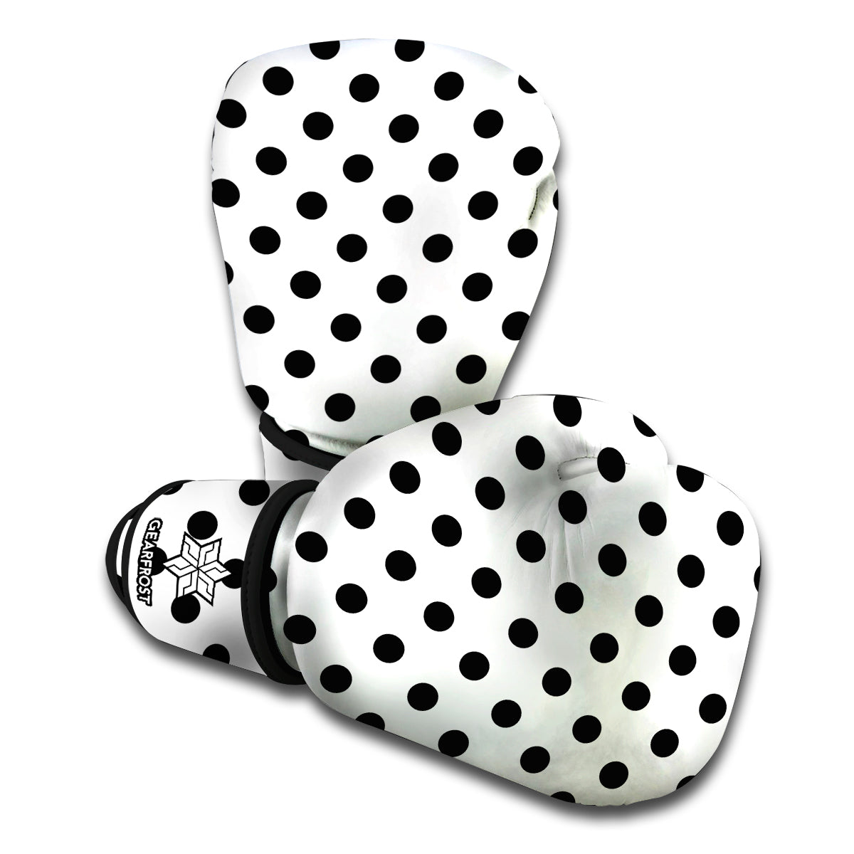 White And Black Polka Dot Pattern Print Boxing Gloves