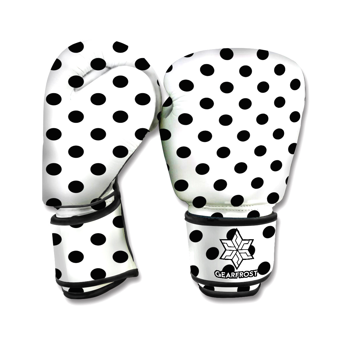 White And Black Polka Dot Pattern Print Boxing Gloves