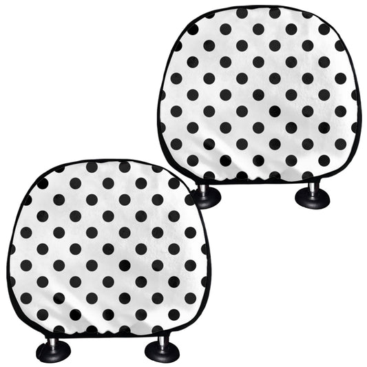 White And Black Polka Dot Pattern Print Car Headrest Covers