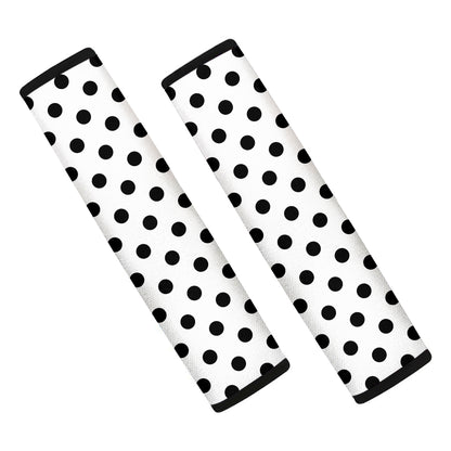 White And Black Polka Dot Pattern Print Car Seat Belt Covers