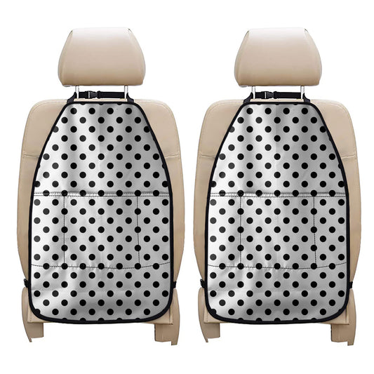 White And Black Polka Dot Pattern Print Car Seat Organizers