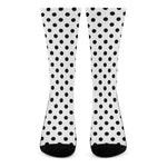 White And Black Polka Dot Pattern Print Crew Socks