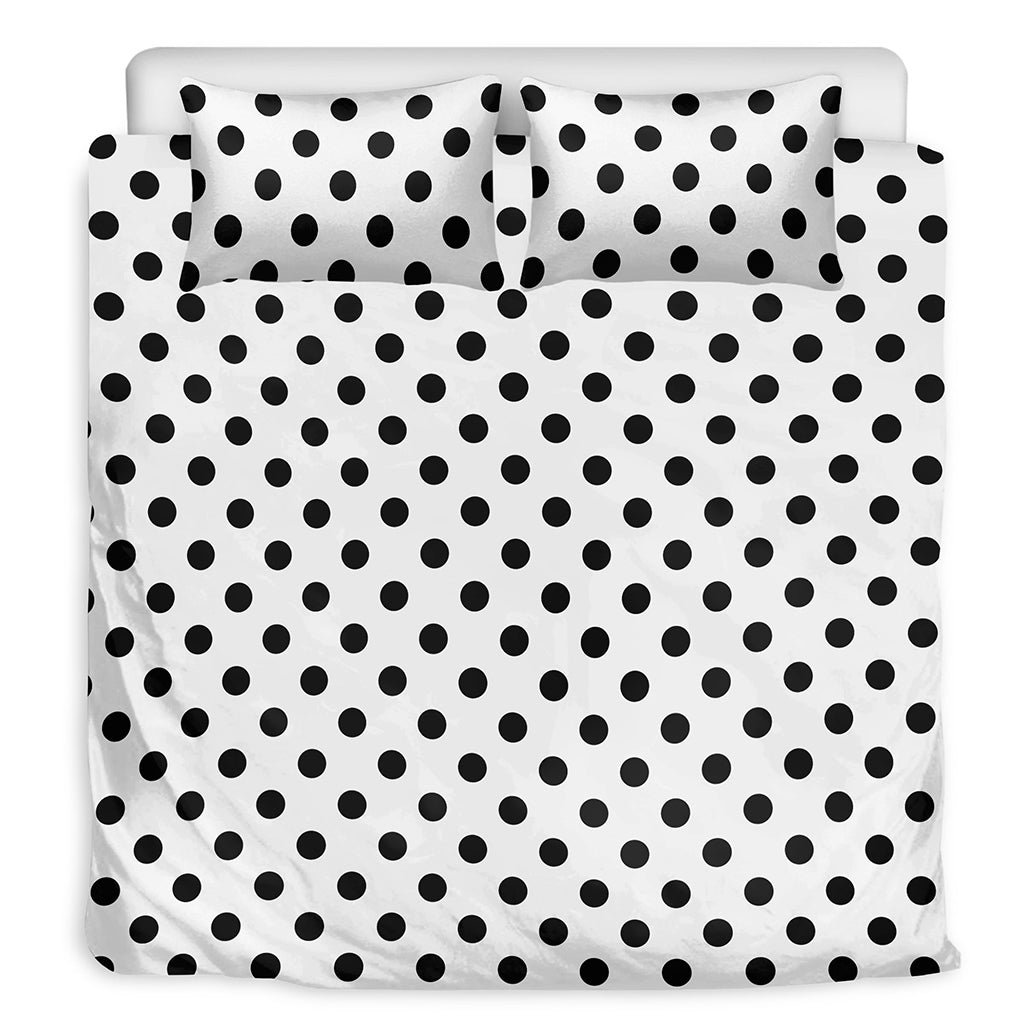 White And Black Polka Dot Pattern Print Duvet Cover Bedding Set