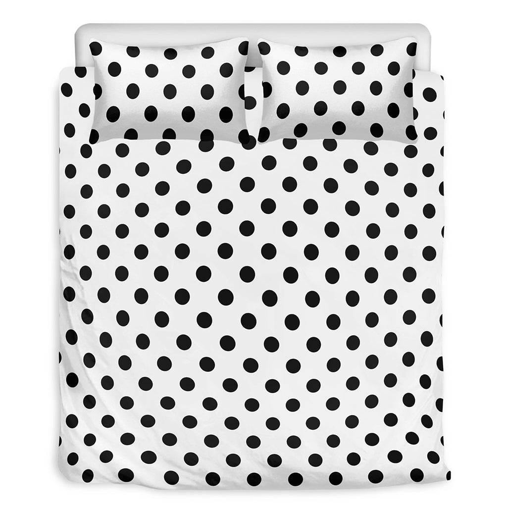 White And Black Polka Dot Pattern Print Duvet Cover Bedding Set