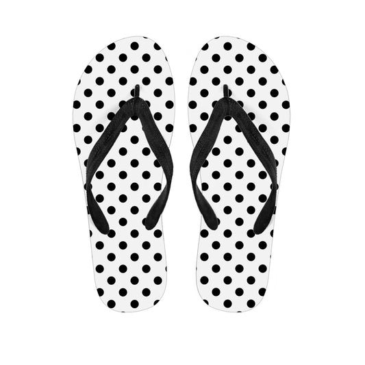 White And Black Polka Dot Pattern Print Flip Flops