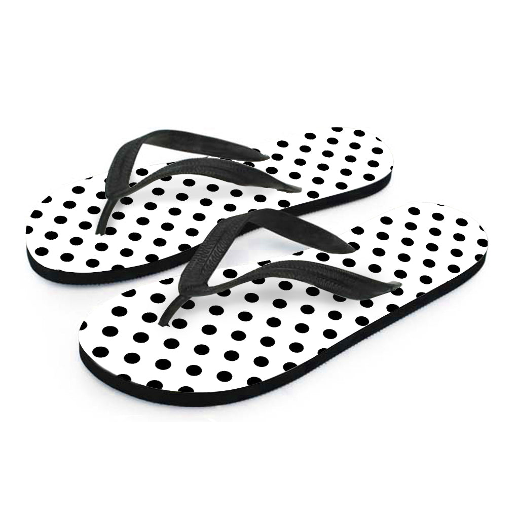 White And Black Polka Dot Pattern Print Flip Flops