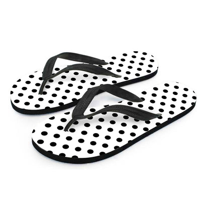 White And Black Polka Dot Pattern Print Flip Flops