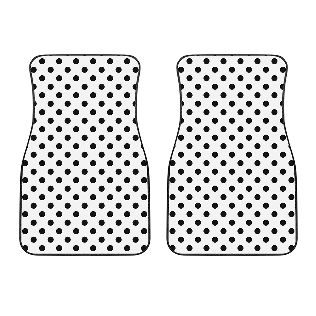White And Black Polka Dot Pattern Print Front Car Floor Mats