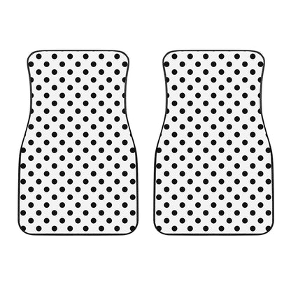 White And Black Polka Dot Pattern Print Front Car Floor Mats