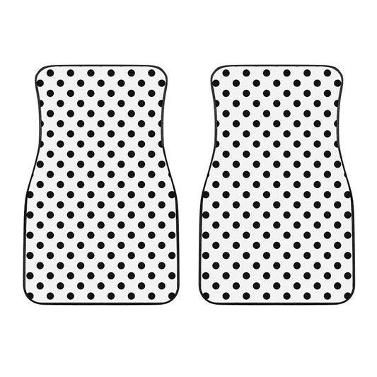 White And Black Polka Dot Pattern Print Front Car Floor Mats