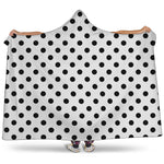 White And Black Polka Dot Pattern Print Hooded Blanket