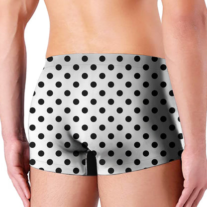 White And Black Polka Dot Pattern Print Men's Boxer Briefs