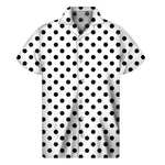 White And Black Polka Dot Pattern Print Men's Short Sleeve Shirt