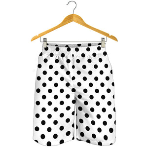 White And Black Polka Dot Pattern Print Men's Shorts