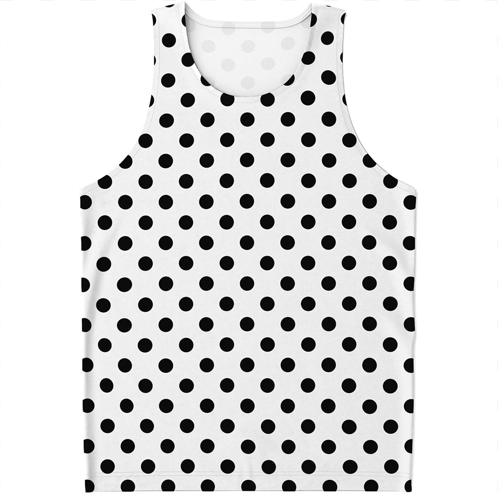 White And Black Polka Dot Pattern Print Men's Tank Top