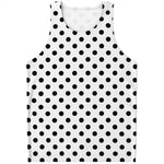 White And Black Polka Dot Pattern Print Men's Tank Top