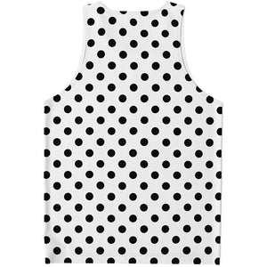 White And Black Polka Dot Pattern Print Men's Tank Top