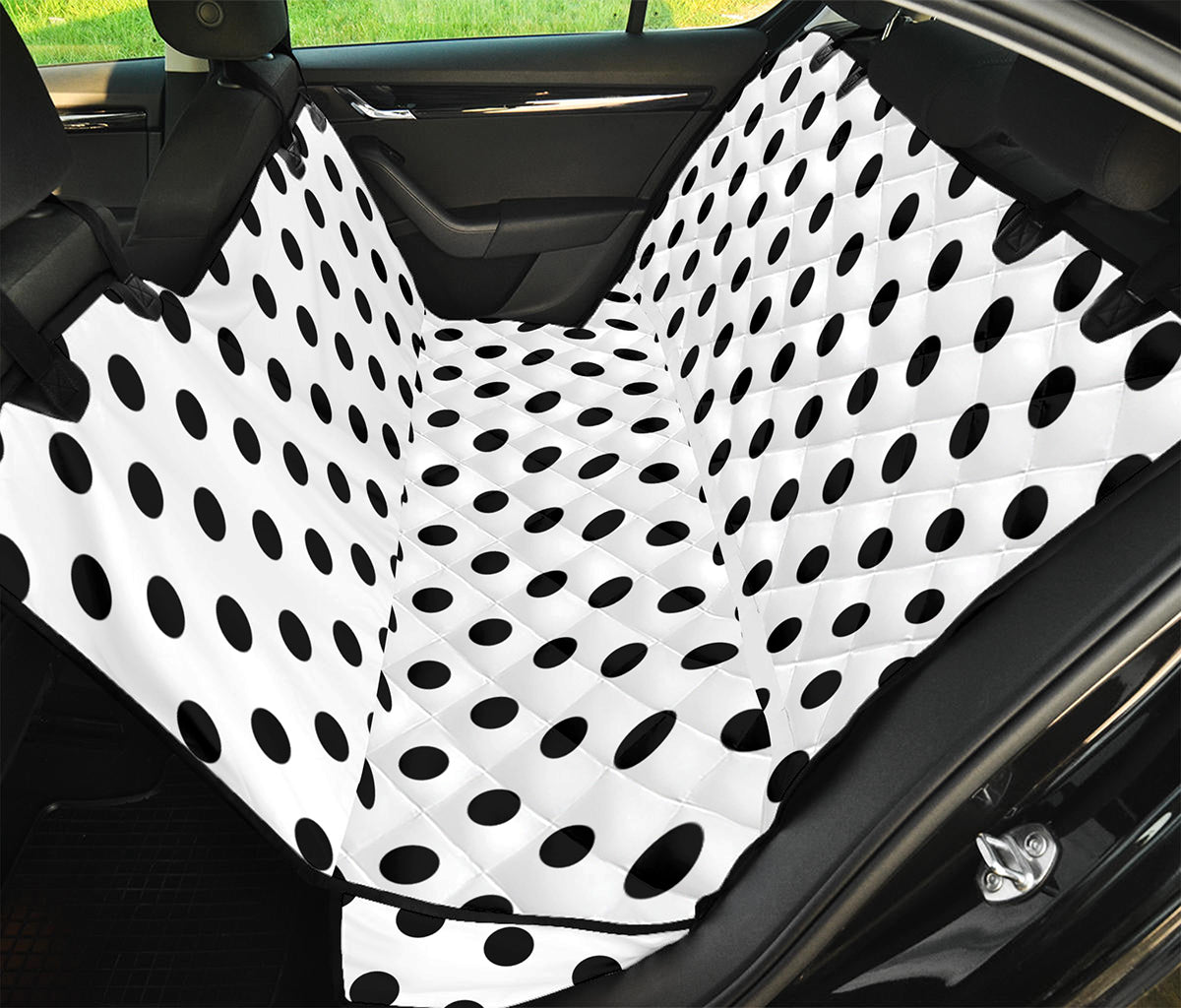 White And Black Polka Dot Pattern Print Pet Car Back Seat Cover