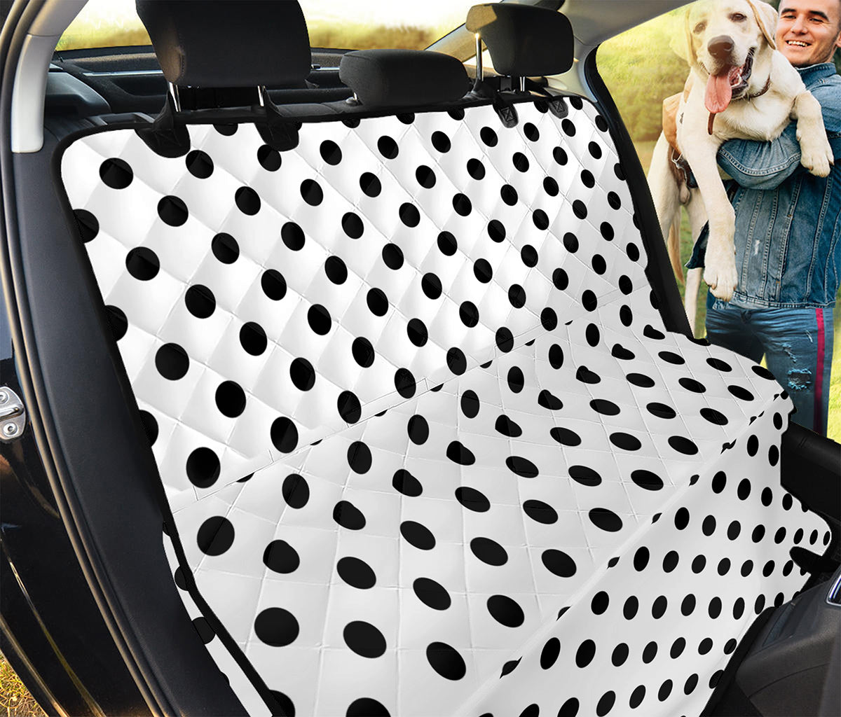 White And Black Polka Dot Pattern Print Pet Car Back Seat Cover