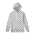 White And Black Polka Dot Pattern Print Pullover Hoodie