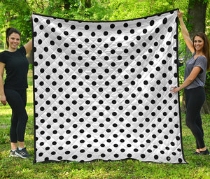 White And Black Polka Dot Pattern Print Quilt