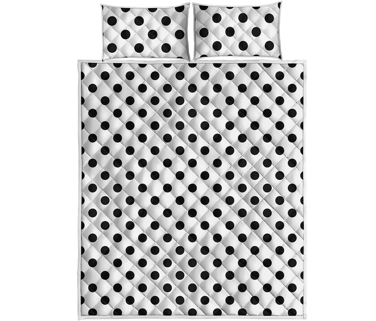 White And Black Polka Dot Pattern Print Quilt Bed Set