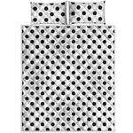 White And Black Polka Dot Pattern Print Quilt Bed Set