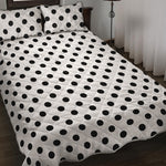 White And Black Polka Dot Pattern Print Quilt Bed Set