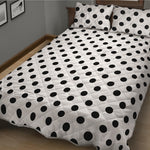 White And Black Polka Dot Pattern Print Quilt Bed Set