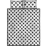White And Black Polka Dot Pattern Print Quilt Bed Set