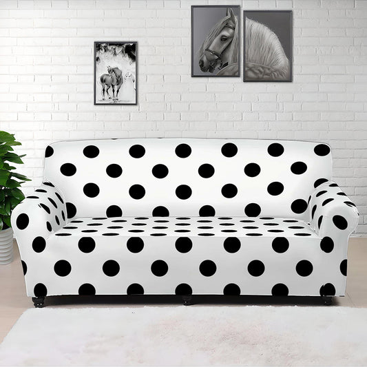White And Black Polka Dot Pattern Print Sofa Cover