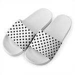 White And Black Polka Dot Pattern Print White Slide Sandals