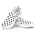 White And Black Polka Dot Pattern Print White Slip On Shoes