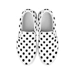 White And Black Polka Dot Pattern Print White Slip On Shoes