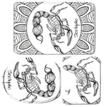 White And Black Scorpio Sign Print 3 Piece Bath Mat Set
